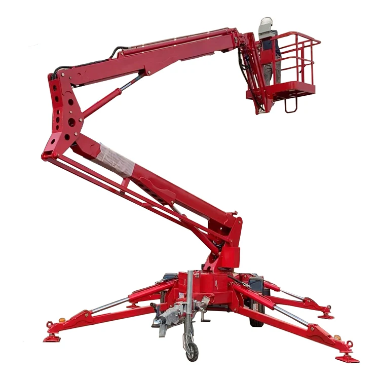 Tree Trimming Lift 360 Spin Towable Telescopic Arm Articulated Boom Lift Diesel Power Trailer Small Articulated Boom Lifts