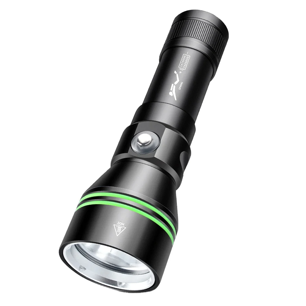 Powerful 4000 Lumen IP68 Waterproof Charging Diving Light 80M 26650 Lithium  Rechargeable Power Diving Flashlight