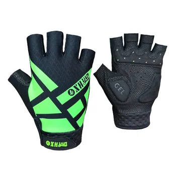 Senior custom sheepskin anti slip shock-absorbing breathable half finger leather  cycling sports  gloves