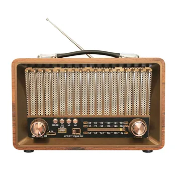 Three-in-One Retro for Bluetooth Radio AM FM Functions Handheld Retro Speaker Wooden Box Flashlight Direct Manufacturer Plastic