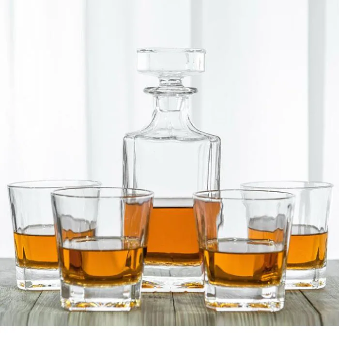 クリスタルガラス蓋 コルク スクエア ワイン デカンタ ウイスキー