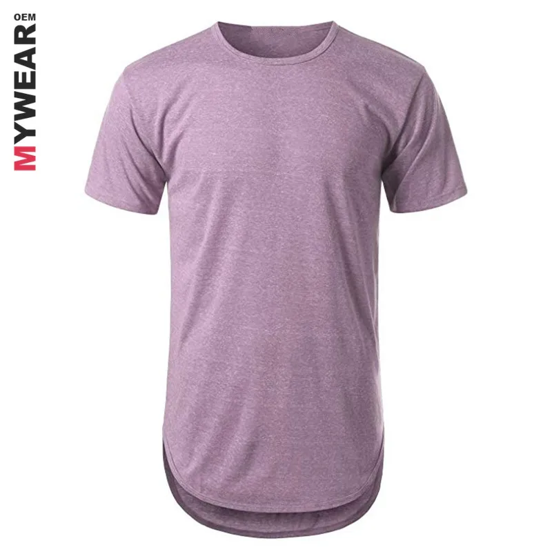 Custom logo size plain tee shirt 65% rayon 30% nylon 5% spandex curved hem t-shirt for wholesale pri