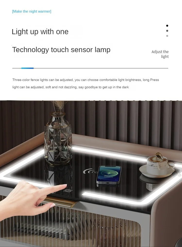 High Quality Smart Bedside Table With Wireless Usb Charging And Speaker