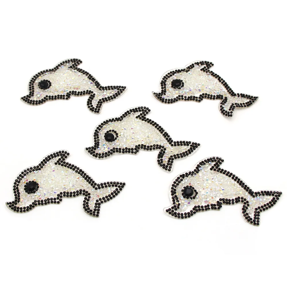 Free sample Wholesale cartoon heat transfer patch 3d diamond beads bear patch iron on for hats