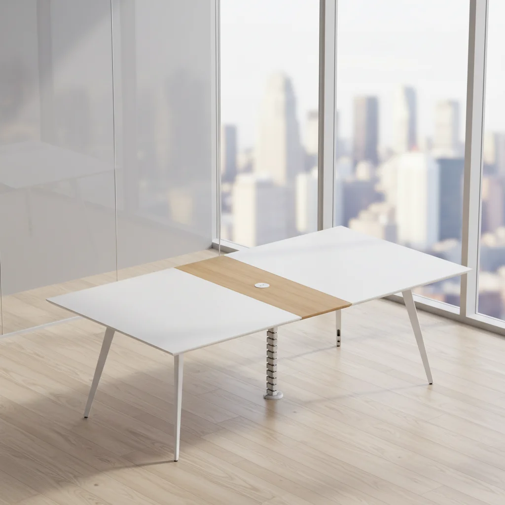 Executive Meeting Table Cable Management System Foldable Automatic Wooden Contemporary Office Furniture Steel Base Heavy Duty 4