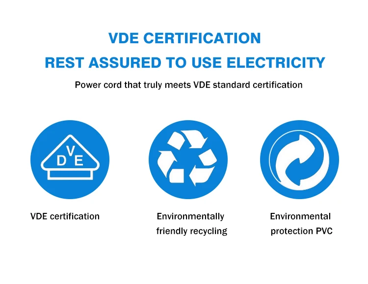 Wash Machine Power Code Cable, European Vde 6ft Detachable Ac Power Cable, Power Cord Length 2metres or Longer details