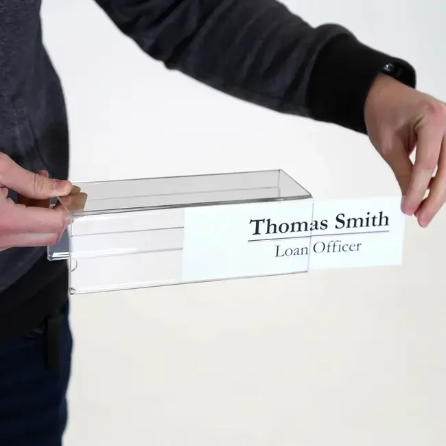 Clear Acrylic Cubicle Name Plate Holder for Office Customization
