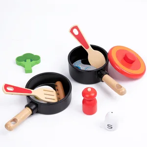 Children's Wooden Kitchen Playhouse Tableware Set Preschool Toys with Music Feature for Play & Learning