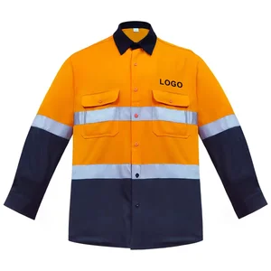 High Visibility Hi Vis Reflective Workwear Wholesale Men Custom Logo Worker Security Road Construction Cleaner Safety Work Shirt