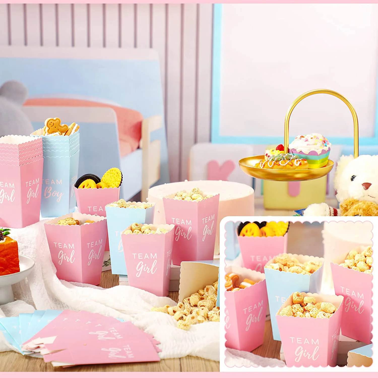 Wholesale Gender Reveal Baby Costume Pink Custom Popcorn Boxes for