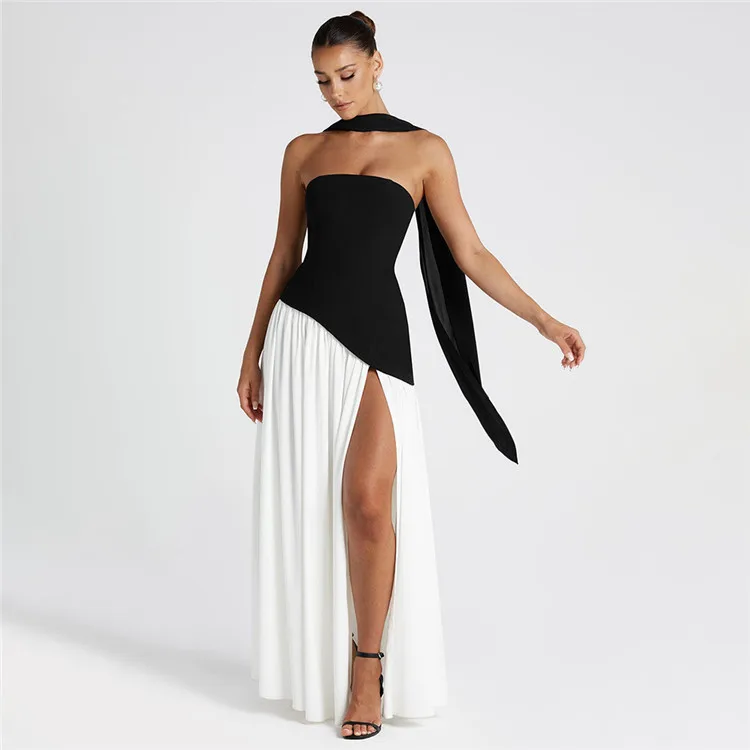 Hot New Spring Summer Models Sexy Backless Bust Slim Dress Open Fluttering Long Dresses
