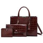 Trendy women leather bag set, ladies bags handbag wholesale in china