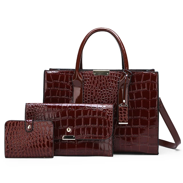 Trendy women leather bag set, ladies bags handbag wholesale in china