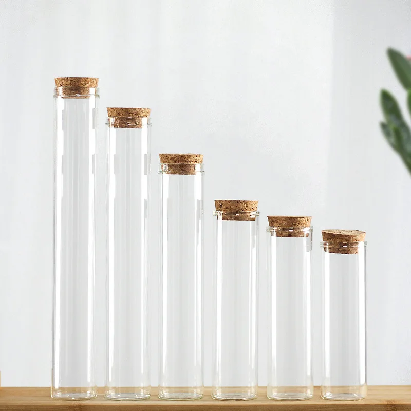 Empty Glass Test Tubes With Cork Stoppers Vial Jars Reagent Bottle Party Favors Candy Bath Salt 5557