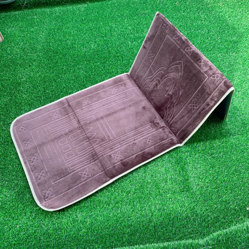 Embossed Portable Prayer Mat With Backrest For Muslims_voghion.com