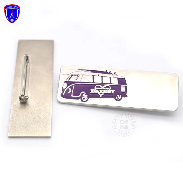 Magnetic Name Badge Company Customized Name Tag Factory Wholesale Rectangle Metal Name Badge with Safety Pin Back