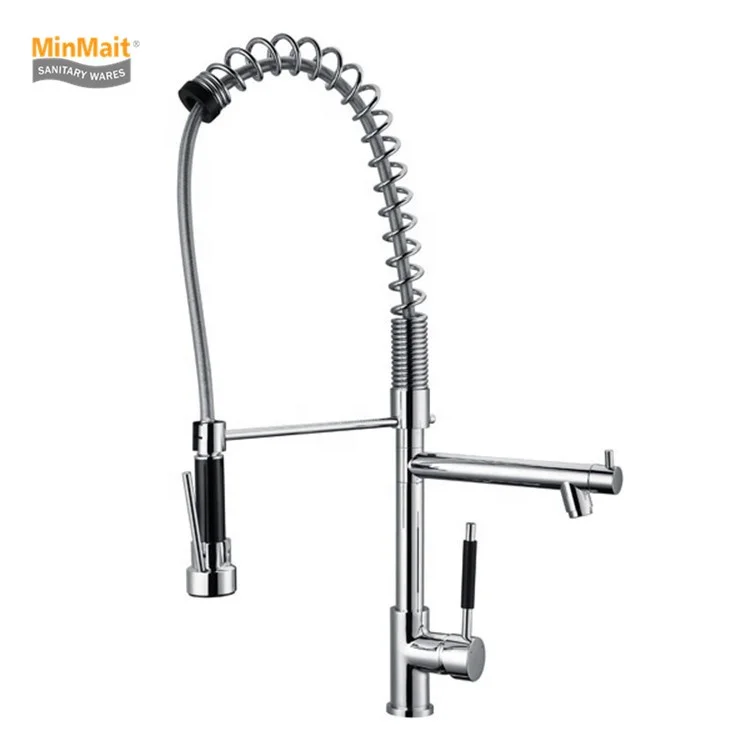 Commercial Style Spring Single Handle Pull Down Kitchen Sink Faucet with Sprayer, Pull Out Kitchen F