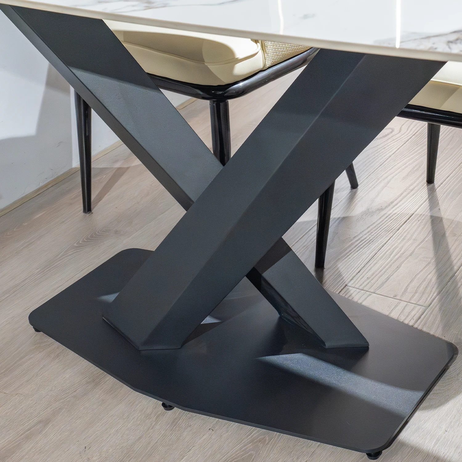 Creative Design Sintered Stone Marble Top Modern Dining Table for  Restaurant Metal Legs Rectangular Marble Luxury Dining Table