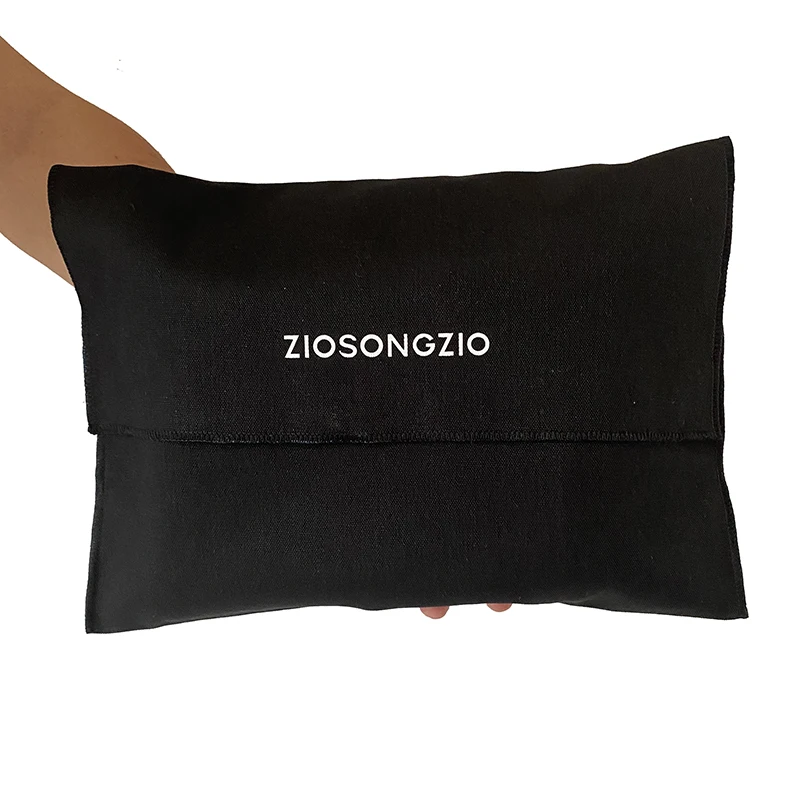 Free Sample Black Cotton Fabric Envelope Handbag Dust Bag Canvas Flap Shoes Pouches