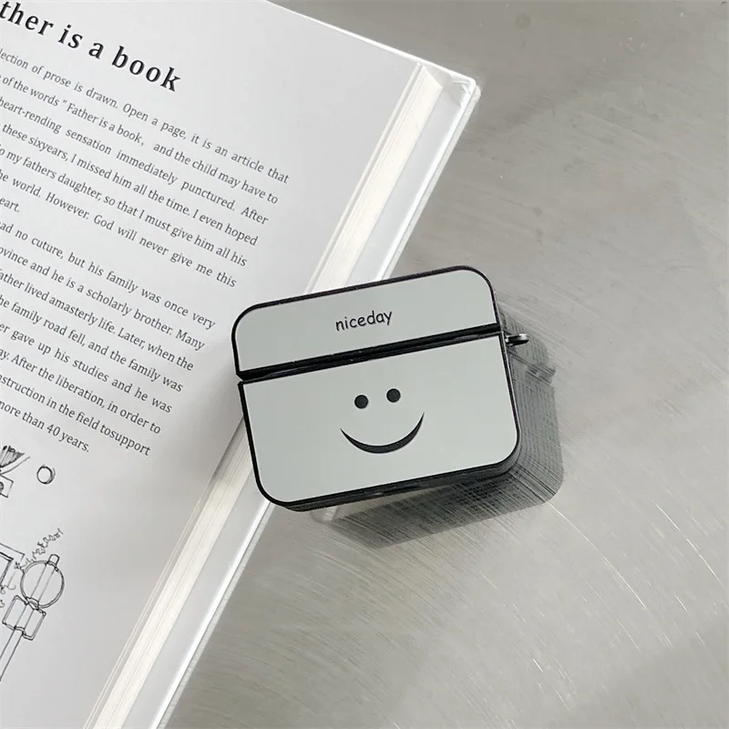 Оптовая продажа, чехол для наушников Apple Airpods 1, 2, мультяшное зеркало, улыбающееся лицо, защита от потери, Силиконовая защита для Air Pods Pro, чехол на заказ