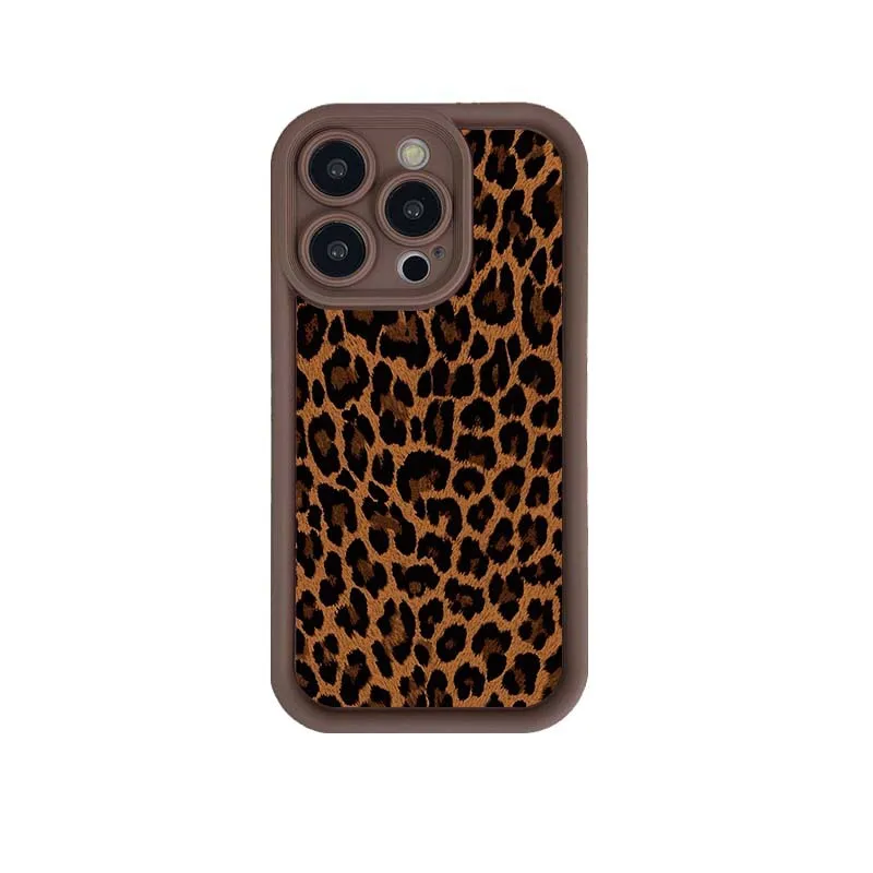 Diseño de patrón de impresión de leopardo negro suave funda TPU TPU a prueba de golpes cubierta protectora para Iphone 16 15 14 13 Pro Max  