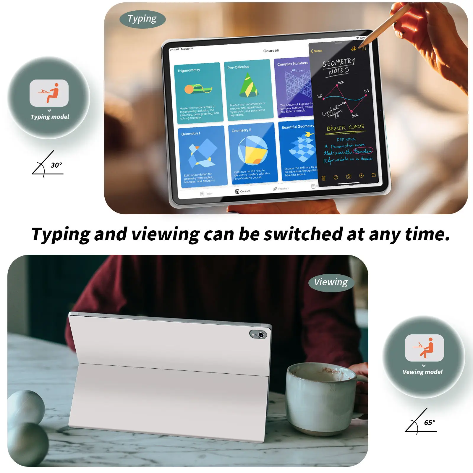 product laudtec magnetic pu leather tablet case with auto sleep wake feature smart cover for ipad air 11  13 2025 pencil holder-4