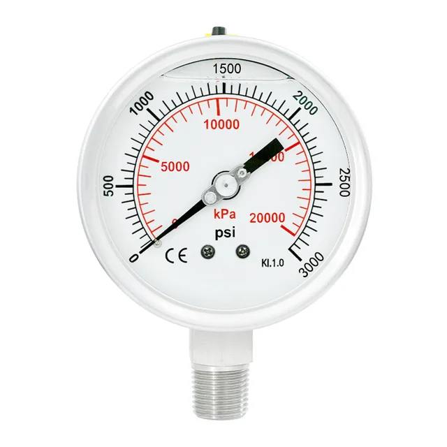 Stainless Steel Manometer Glycerin Filled Pressure Gauge Custom Pressure Range And Size