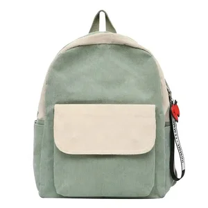 Custom Logo Kids Clashing Color Letter Backpack Senior Corduroy School Backpacks