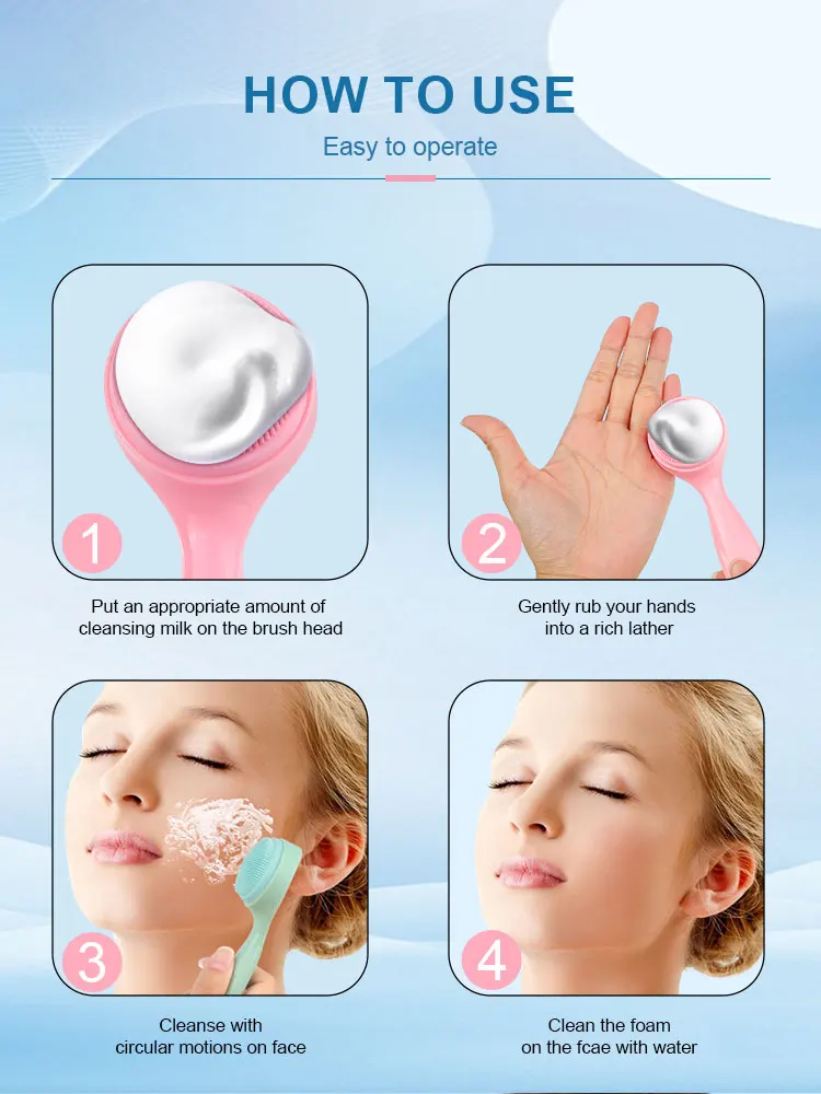 Wholesale Custom Privated Label Silicone Face Cleaning Brush Soft