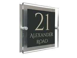 Custom LOGO Print House Number Street Name Standoff Acrylic Signage