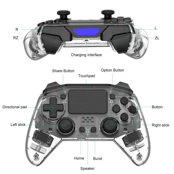 Transparent Wireless Controller Gamepad For Sony PS4 Joystick Game Controller