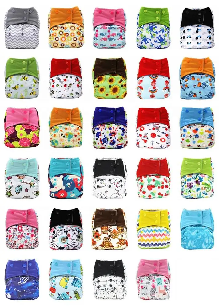 Стильный дизайн универсальные дышащие Экологичные многоразовые регулируемые детские тканевые подгузники aio с бамбуковым углем