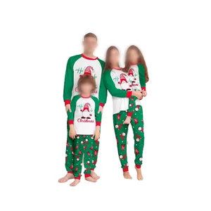 Wholesale Matching Family Christmas Crew Pajamas Family With Small Deer Letters Printed Christmas Pajamas Cotton Pajamas Set