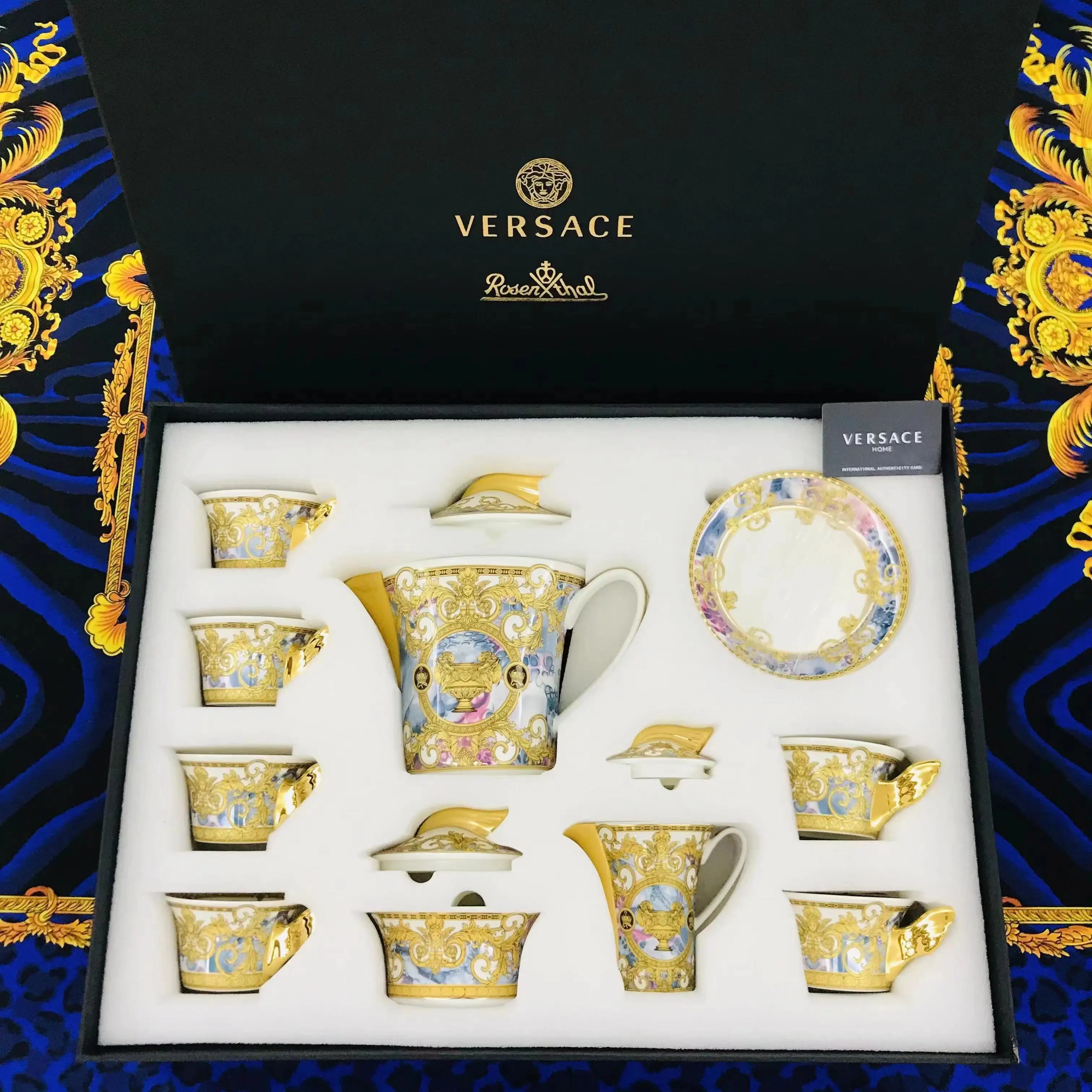 Luxury Tea Set Bone China Tea Set Hand Painting Real Gold Tea And