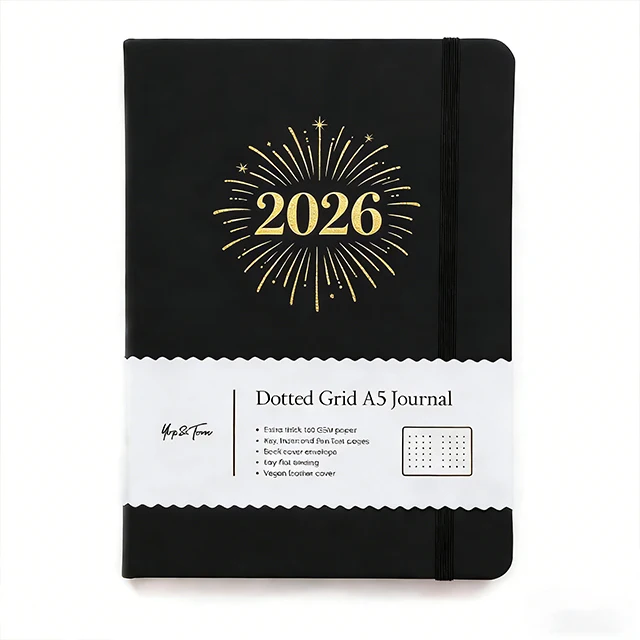 2026 Custom Printing Daily Planner A5 Agenda Diary Dotted Grid Wellness Goals Weekly Monthly School leather Journal Notebooks