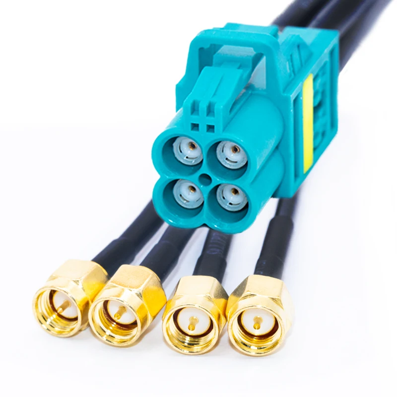 4 In 1 Automotive Coaxial Cable Universal Water Blue Female Mini Fakra To Male Sma Plug Adapter