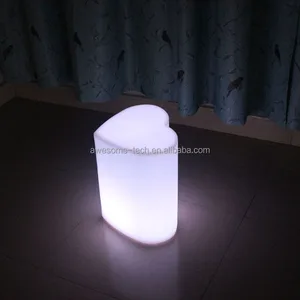 Heart Motif Light Color Changing Glowing Luminous bar Furniture Rechargeable Led Nightclub bar Stools for Outdoor Party Event