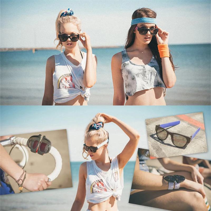 Slap on Custom Foldable Sunglasses 2021 Wristband Sun Glasses Snap Rolls Gafas De Sol Lentes De Sol Plegables Shades