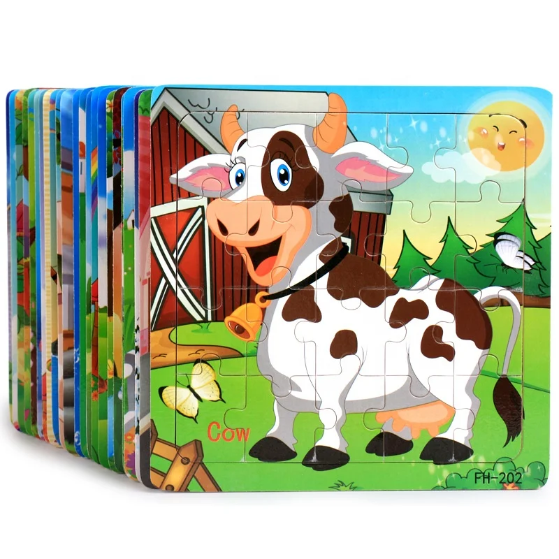 20 Pieces Puzzle Educational Brain Teaser Montessori Wooden Jigsaw Puzzle Toys for Kids