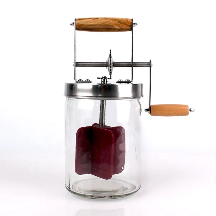 High Quality 1500ml 1000ml Manual Butter Churner Glass Hand Crank Butter Churn