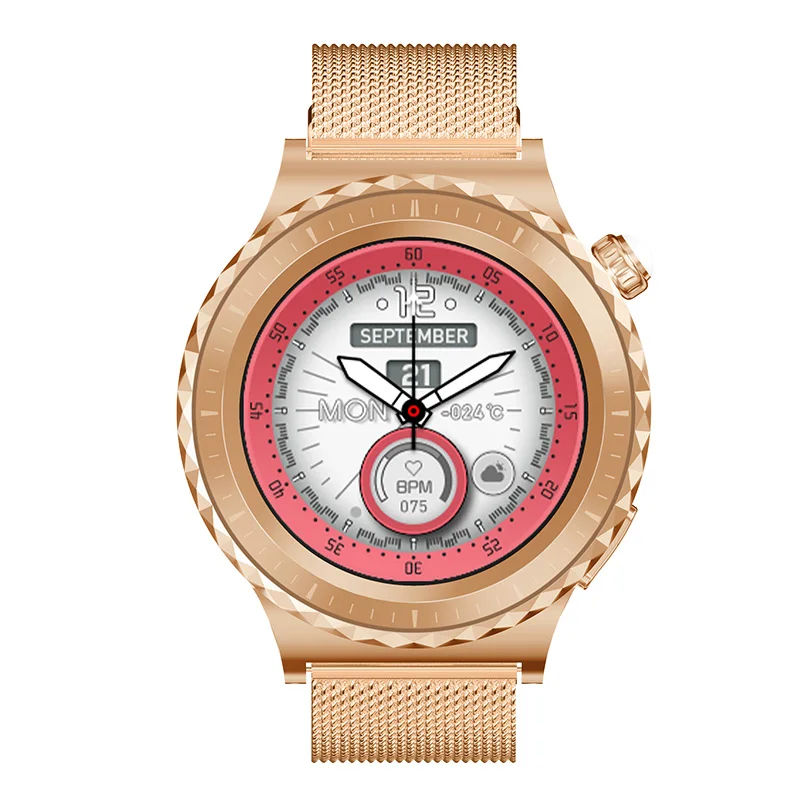 Gold JS36 LOVE Smart Watch 2023 Heart Rate Fitness tracker Wireless Charging Metal Leather Band Women Smart Watch JS36