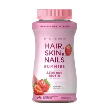 Oem odm obm Strawberry Gummies With Vitamin Biotin Hair Nail Skin Growth Gummies For Women Supports Hair Skin And Nail Health