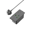Black-1*AC Outlets+2*USB-A-UK
