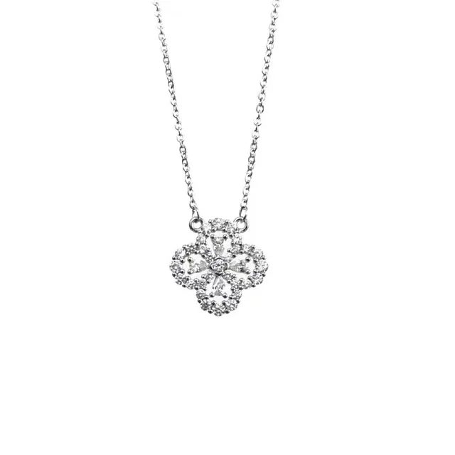 Trendy Clover Moissanite Diamond Necklace 925 Silver Moissanite Jewelry Pendant for Wedding Party