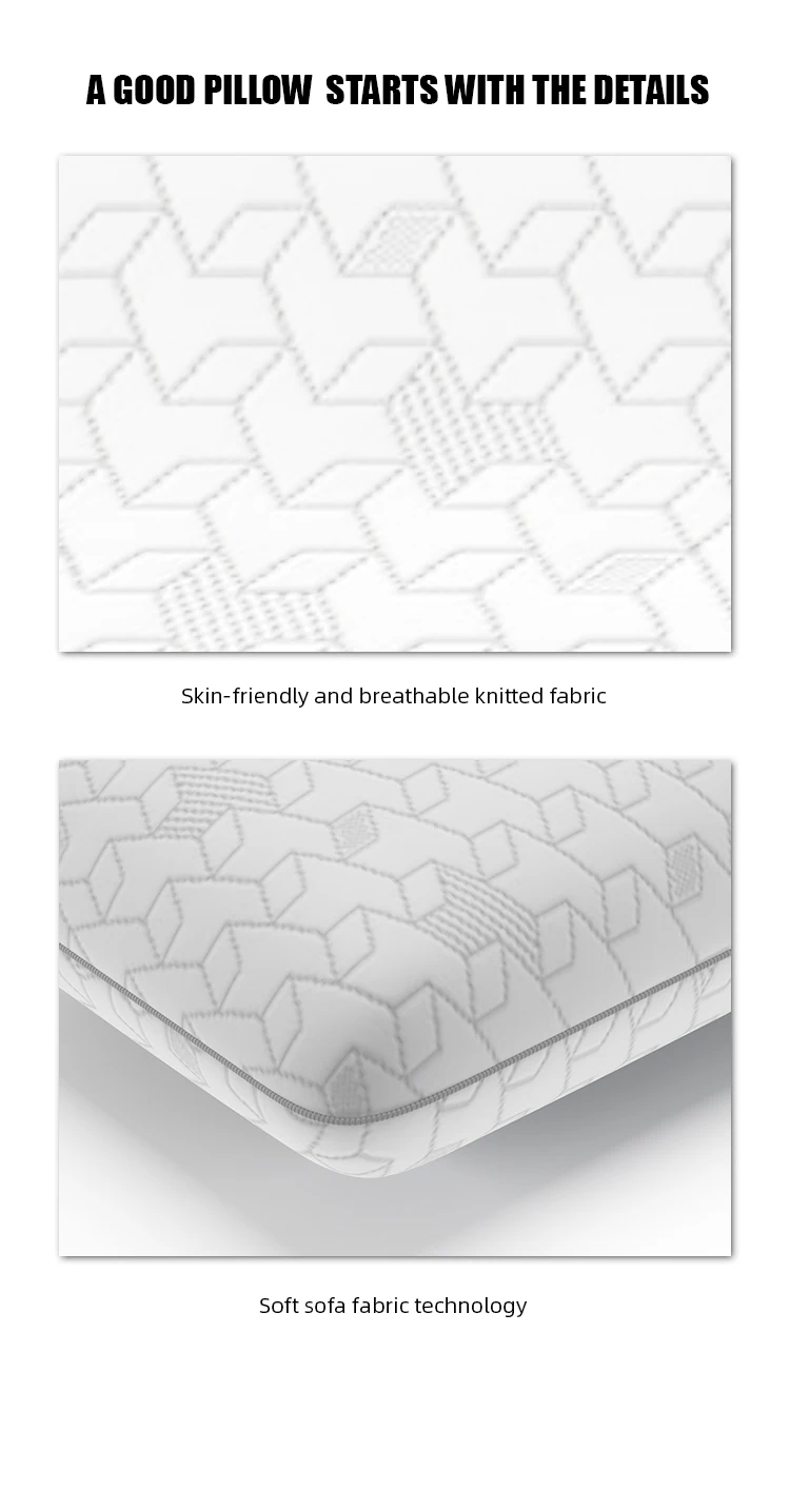 Jbm High Quality Pure White Silk Fabric Bed Pillow Memory Foam Neck