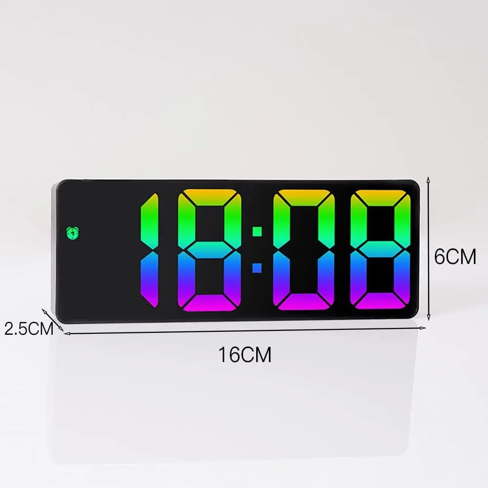 Acrylic/Mirror Digital Alarm Clock Voice Control Colorful Font Night Mode Table Clock Snooze 12/24H Electronic LED Clocks