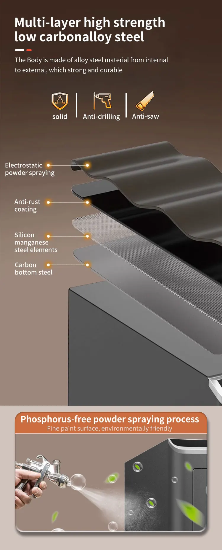 CEQSAFE Anti-Theft Security TUYA APP WIFI Safe Deposit Box with Fingerprint Lock Steel Material for Home Bank Office Hotel details