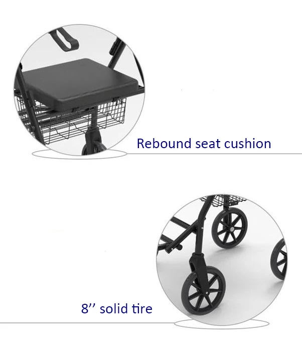 Mobility Aids Lightweight Four Wheel Folding Rollator Walker with Seat For Disabled details