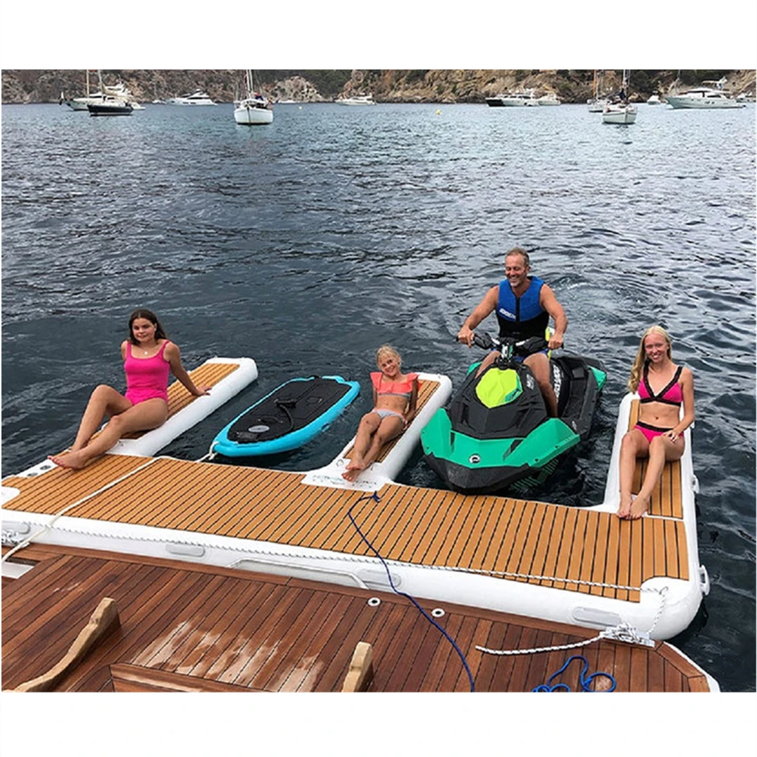 Piattaforma Galleggiante Gonfiabile, SucceBuy Pontile Galleggiante Gonfiabile Piattaforma Da 305 Cm Con Piscina In Rete Da 244 Cm