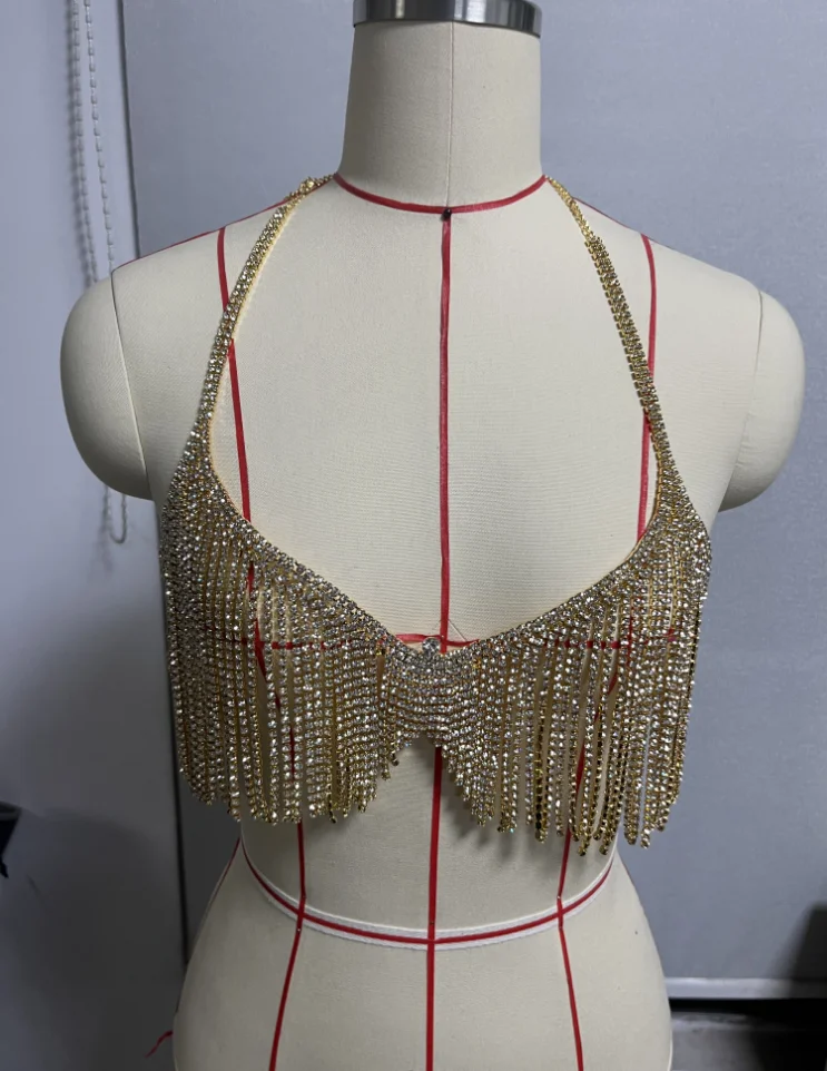 Sexy Bikini Lingerie Gold Crystal Women Thong Panties Fine Jewelry Body ...